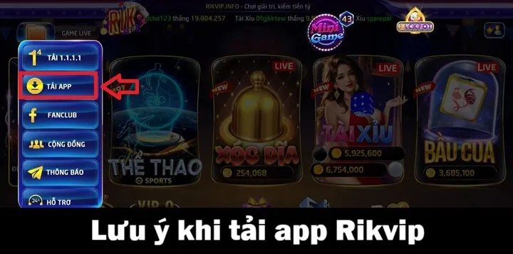 Vài điều cần chú ý khi tải app Rikvip