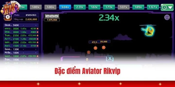 Các tính năng ấn tượng trong Aviator Rikvip