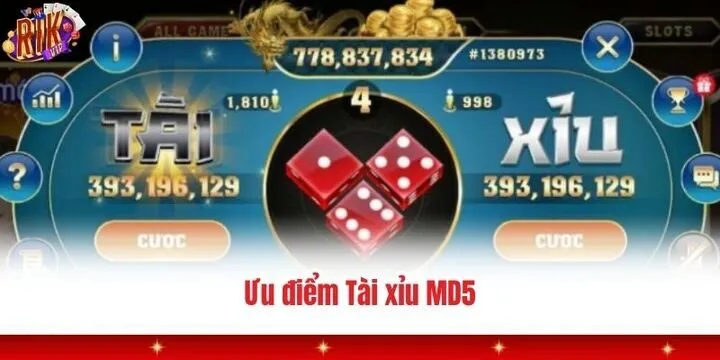 Ưu điểm khi chơi tài xỉu MD5 Rikvip hấp dẫn 2026